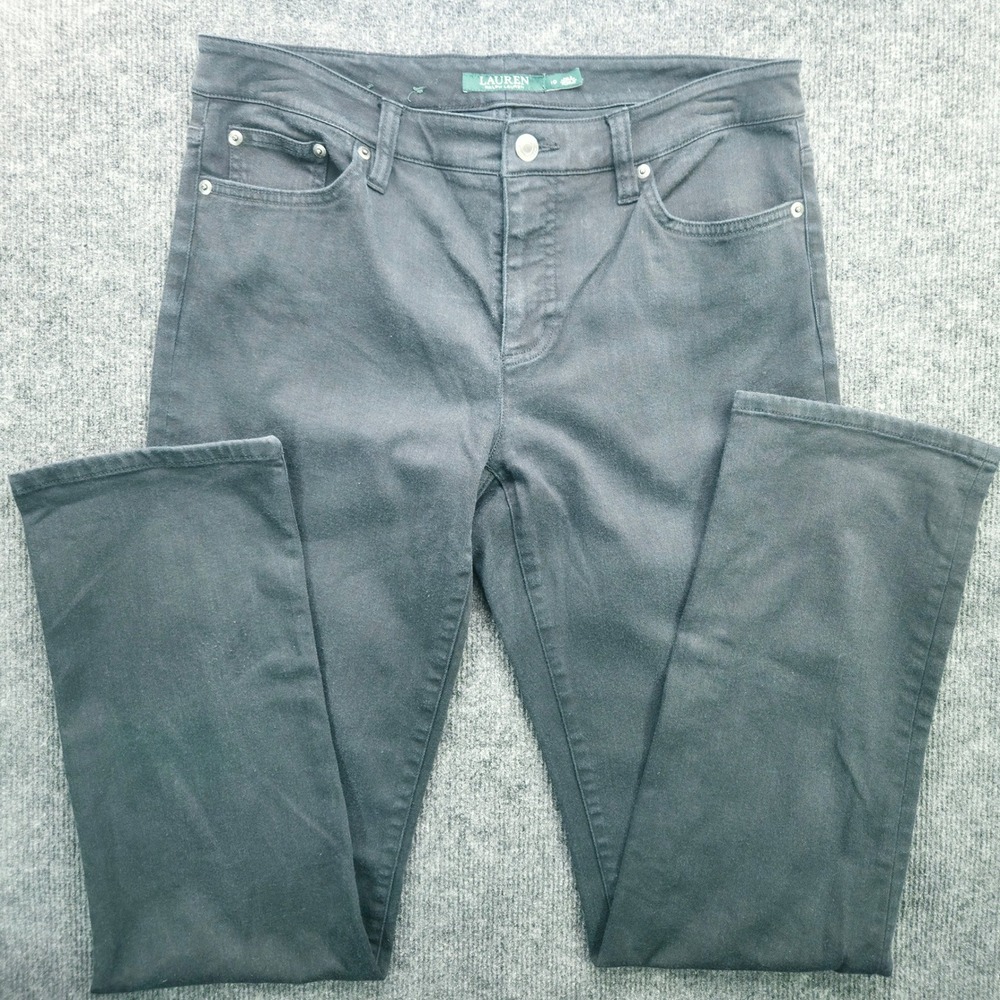 Lauren Ralph Lauren Jeans Womens 10 Black Cotton Modern Straight Curvy Pant